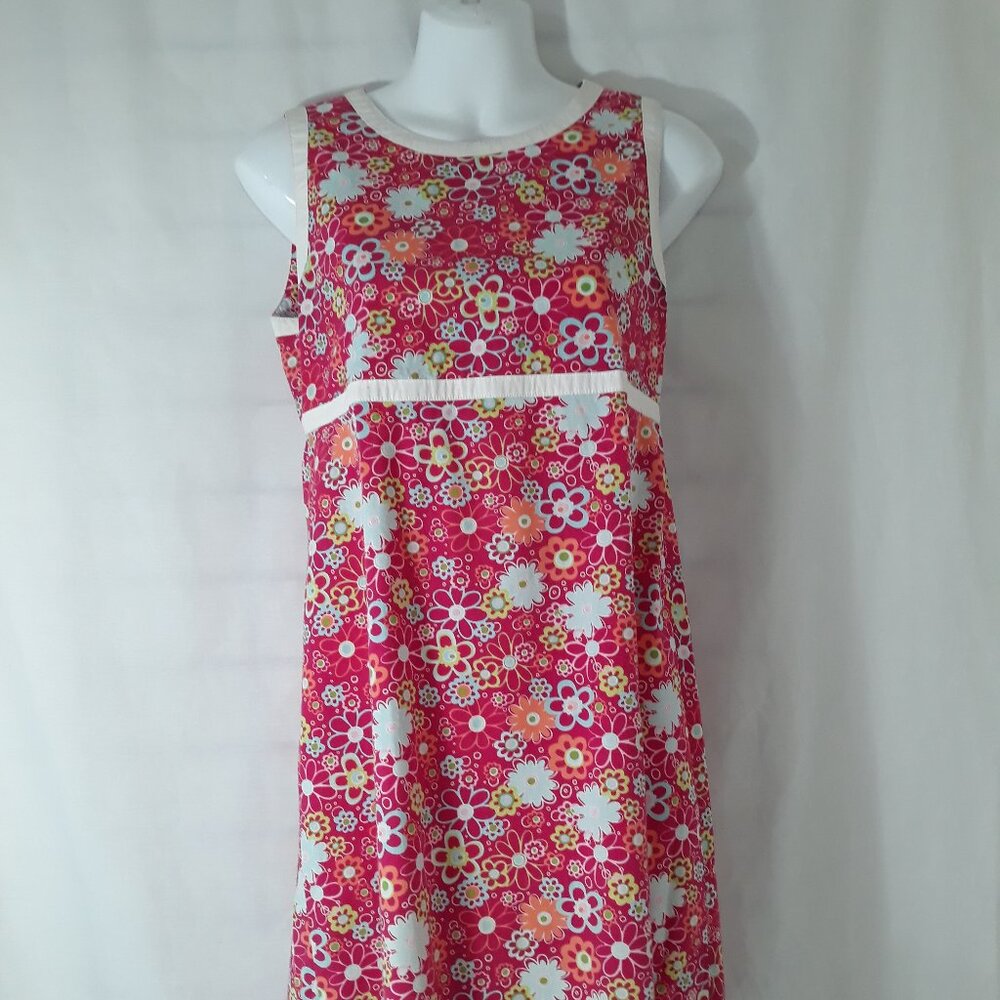 J Kahki - Hot Pink Floral Dress - Very Barbie - Size 16